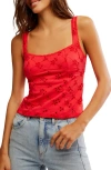 Free People Full Bloom Eyelet Knit Camisole In Poppy Red