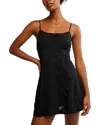 Free People Full Bloom Stretch Cotton Eyelet Mini Slipdress In Black