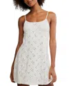 Free People Full Bloom Stretch Cotton Eyelet Mini Slipdress In Ivory
