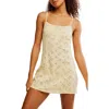 Free People Full Bloom Stretch Cotton Eyelet Mini Slipdress In Banana Cream
