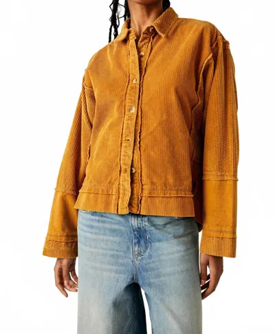 Free People Full Moon Cord Top In Bronze In Yellow