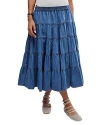 Free People Full Swing Chambray Midi Skirt In Cool Blue