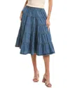 Free People Full Swing Chambray Midi Skirt In Blue