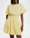 Free People Full Time Fun Cotton Poplin Minidress In Lemondrop