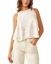 Free People Fun And Flirty Embroidered Sleeveless Top In Ivory Combo