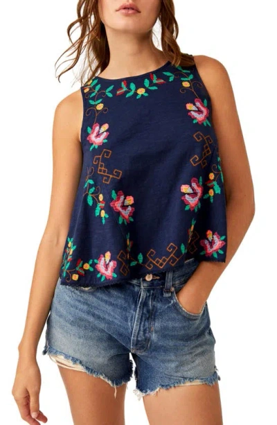 Free People Fun And Flirty Top Cobalt Combo