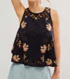 FREE PEOPLE FUN AND FLIRTY EMBROIDERED TOP IN BLACK