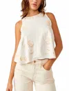 Free People Fun And Flirty Embroidered Sleeveless Top In Beige
