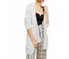 Free People Fuzzy Eyelash Cozy Open Front Silver Cloud Cardigan In Grey In Gray