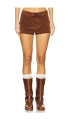 Free People Galivanting Cord Skort In Chocolate Truffle