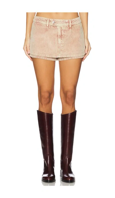 Free People Galivanting Cord Skort In Chocolate Truffle