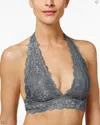 Free People Galloon Lace Halter Bra In Dark Grey In Grey