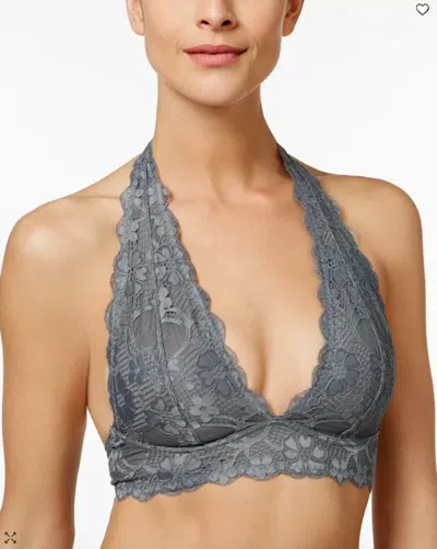 Free People Galloon Lace Halter Bra In Dark Grey