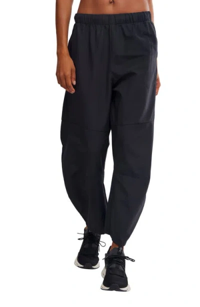Free People Fp Movement Game Day High Rise Barrel Leg Pants In Black