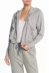 Free People Game Plan Ruffle Hoodie In Grey In Gray