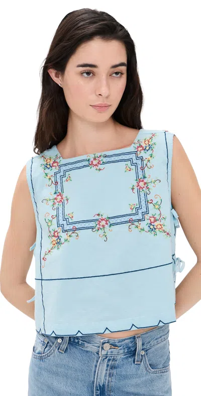 Free People Garden Wall Sleeveless Top In Blue