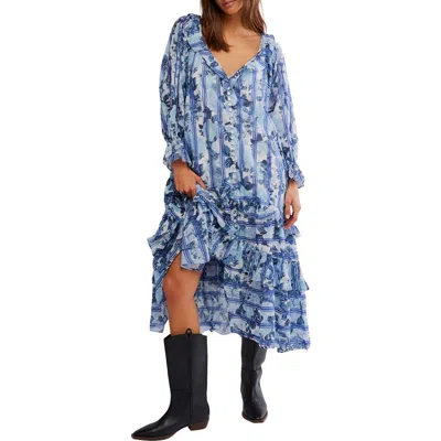Free People Garden Wonders Long Sleeve Cotton Maxi Dress In Multi