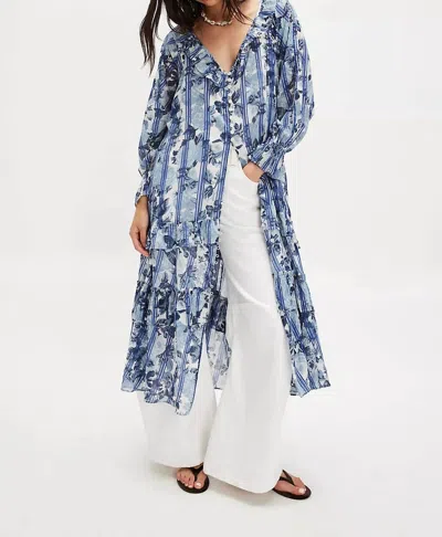 FREE PEOPLE GARDEN WONDERS MAXI DRESS IN BLUE COMBO