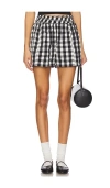 Free People Get Free Get Free Seersucker Cotton Pull-on Shorts In 黑色拼接