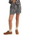 Free People Get Free Get Free Seersucker Cotton Pull-on Shorts In Black Combo