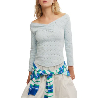 Free People Gia Eyelet Embroidered Off The Shoulder Top In Ice Water Combo
