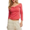 Free People Gia Eyelet Embroidered Off The Shoulder Top In Red Combo