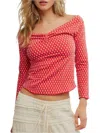 Free People Gia Eyelet Embroidered Off The Shoulder Top In Red