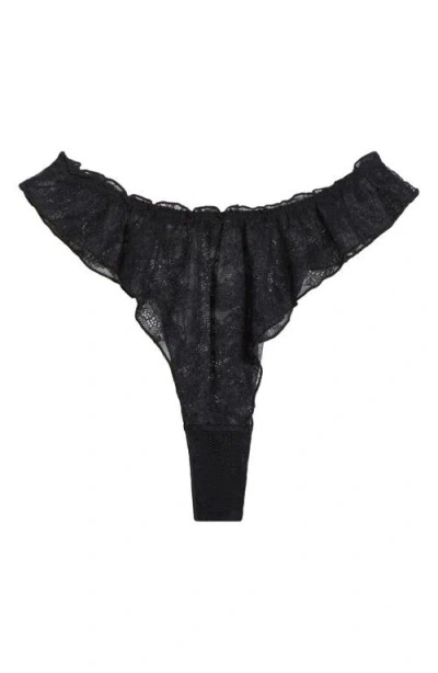Free People Gia Lace Tanga Thong In Black