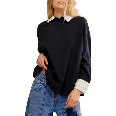 Free People Gianna Layered Look Sweater In Black