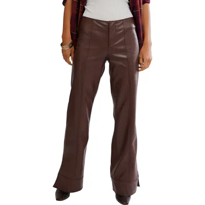 Free People Glow Up Faux Leather Pant In Brown