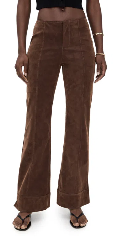 FREE PEOPLE GLOW UP FAUX SUEDE PANTS SHAVED CHOCOLATE
