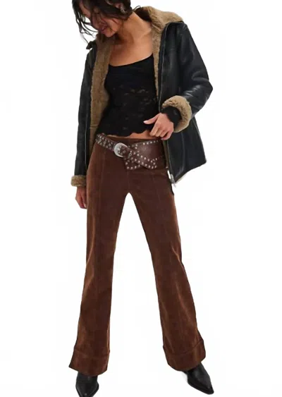 Free People Glow Up Vegan Suede Pants In Shaved Chocolate In Multi