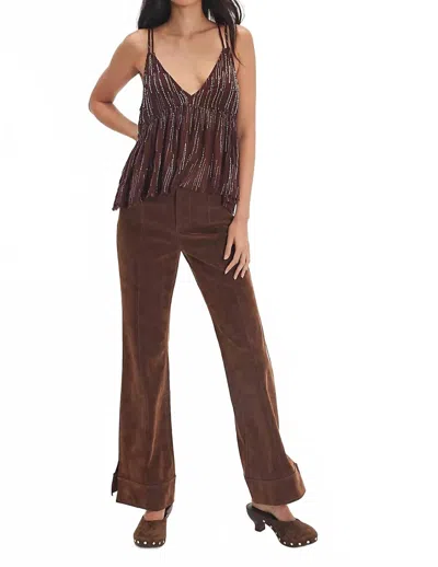 Free People Glow Up Vegan Suede Pants In Shaved Chocolate In Brown