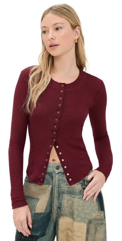 Free People Going Places Cardigan Acai In Burgundy