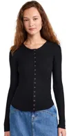 Free People Going Places Fitted Waffle Knit Cardigan In Black