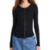 Free People Going Places Fitted Waffle Knit Cardigan In Black