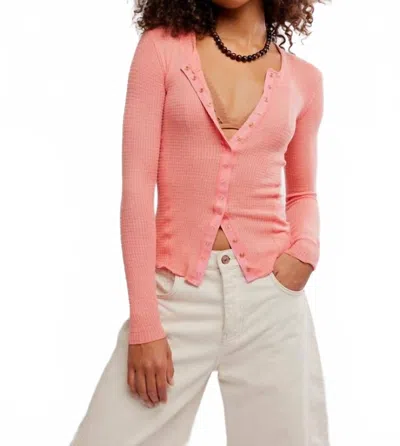 Free People Going Places Cardigan In Coral Crimson In Pink