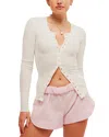 Free People Going Places Pointelle Stitch Snap Front Top In Ivory