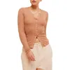 Free People Going Places Pointelle Stitch Snap Front Top In Cafe Latte