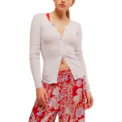 Free People Going Places Pointelle Stitch Snap Front Top In Ivory