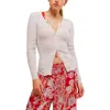 Free People Going Places Pointelle Stitch Snap Front Top In Lavender Ice