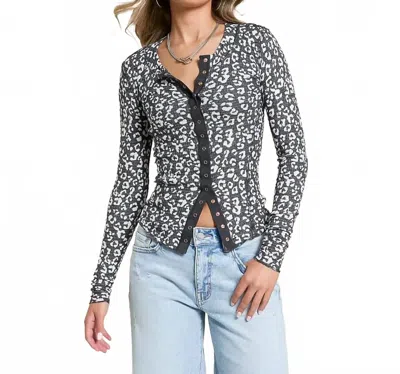 Free People Going Places Printed Cardigan In Charcoal Combo In Black