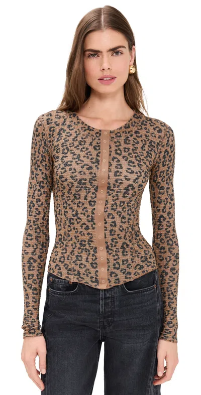 Free People Going Places Printed Cardigan Natural Combo In Multi
