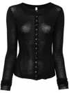 Free People Going Places Fitted Waffle Knit Cardigan In Black