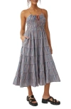 Free People Going Steady Ruffle Sundress In Taupe Combo