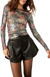 Free People Gold Rush Sequin Top In Midnight Combo