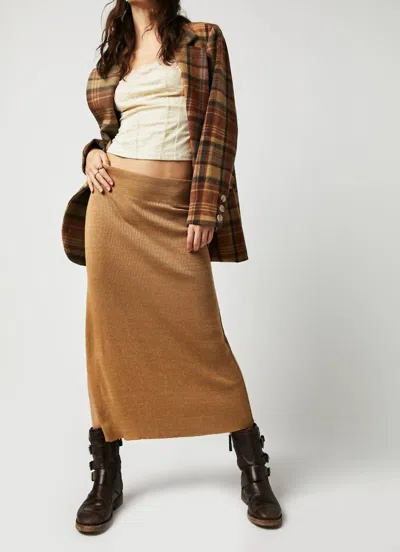 Free People Golden Hour Midi Skirt In Tan In Brown