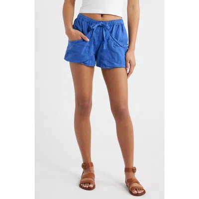 Free People Good Fortune Linen & Cotton Shorts In Blue