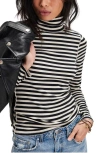 Free People Good Good Stripe Turtleneck Top In Black