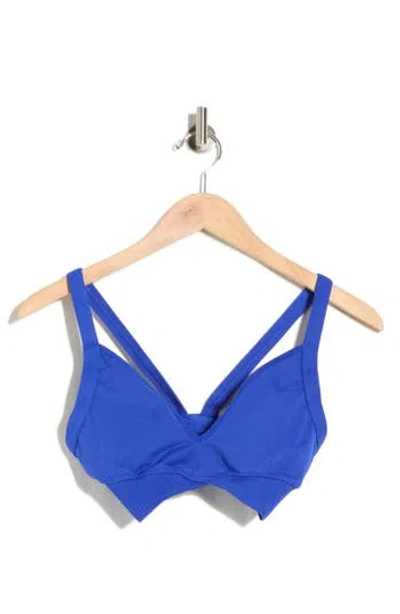Free People Good Karma Super Plunge Sports Bra In Blue